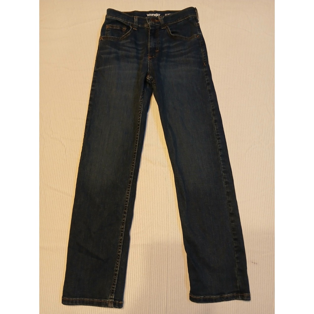 Wrangler Kids Classic Straight Jeans Dark Wash Blue Slim Fit Size 12 Slim
